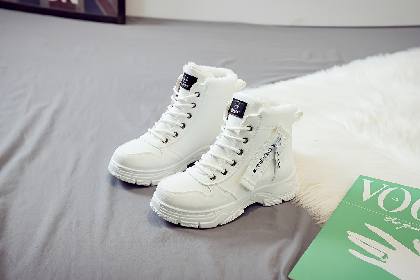 Women'S Casual Winter Boots - Thick Sole, Lace-Up, Round Toe, Mid-Heel, Warm Fleece Lined, All-Season Boots, Casual Boots|Round Toe Boots|Laceup Boots