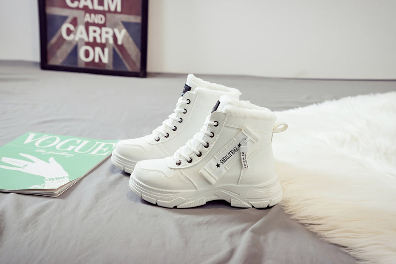 Women'S Casual Winter Boots - Thick Sole, Lace-Up, Round Toe, Mid-Heel, Warm Fleece Lined, All-Season Boots, Casual Boots|Round Toe Boots|Laceup Boots