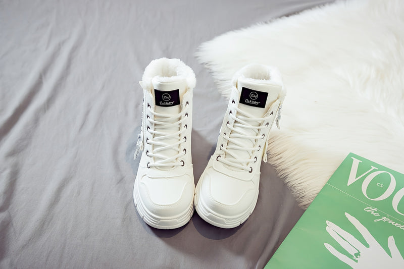 Women'S Casual Winter Boots - Thick Sole, Lace-Up, Round Toe, Mid-Heel, Warm Fleece Lined, All-Season Boots, Casual Boots|Round Toe Boots|Laceup Boots