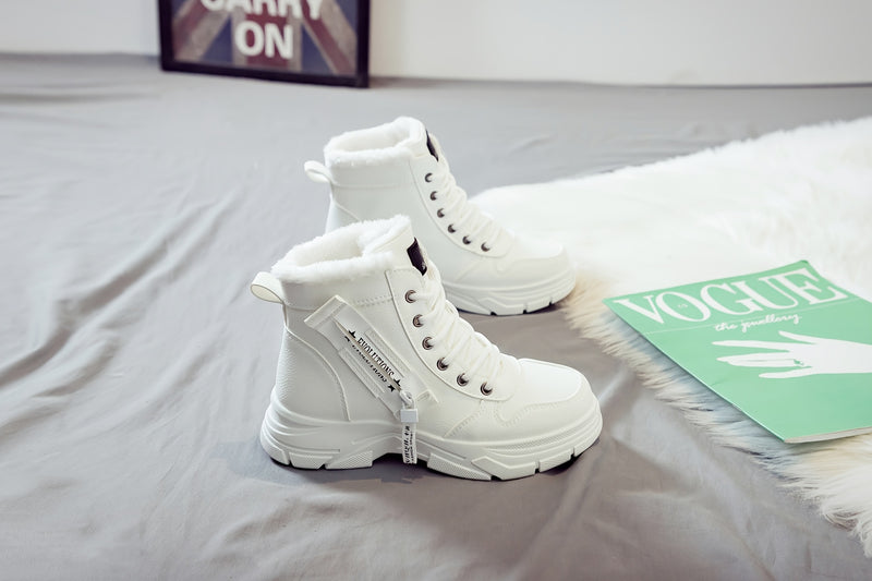 Women'S Casual Winter Boots - Thick Sole, Lace-Up, Round Toe, Mid-Heel, Warm Fleece Lined, All-Season Boots, Casual Boots|Round Toe Boots|Laceup Boots