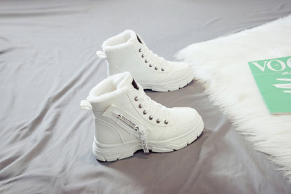 Women'S Casual Winter Boots - Thick Sole, Lace-Up, Round Toe, Mid-Heel, Warm Fleece Lined, All-Season Boots, Casual Boots|Round Toe Boots|Laceup Boots