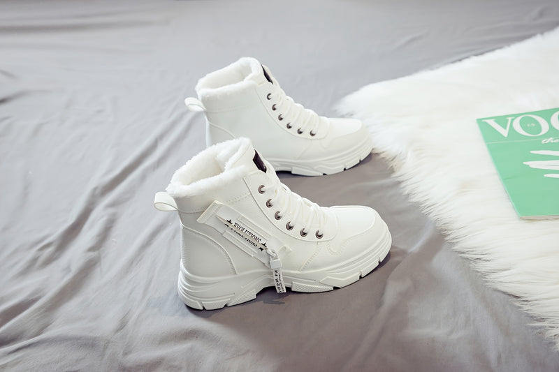Women'S Casual Winter Boots - Thick Sole, Lace-Up, Round Toe, Mid-Heel, Warm Fleece Lined, All-Season Boots, Casual Boots|Round Toe Boots|Laceup Boots