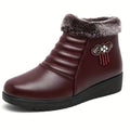 Women's Elegant Black Winter Snow Boots - Warm Fleece-Lined, Windproof Flat Ankle Boots with Non-Slip Rubber Sole, Decorative Bow Detail - Ideal for Outdoor Walks, Parties, and Camping, Soft Bottom, Snow Boots