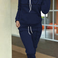 Women's Maroon Casual Fall/Winter Set - Heartbeat Print Hoodie with Kangaroo Pocket & Matching Joggers, Polyester-Spandex Blend, Machine Washable, Hoodie And Jogger Set