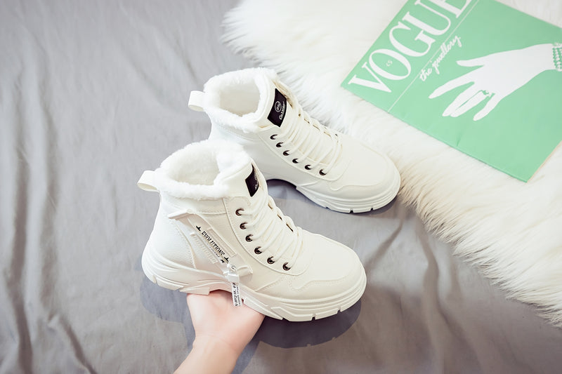 Women'S Casual Winter Boots - Thick Sole, Lace-Up, Round Toe, Mid-Heel, Warm Fleece Lined, All-Season Boots, Casual Boots|Round Toe Boots|Laceup Boots