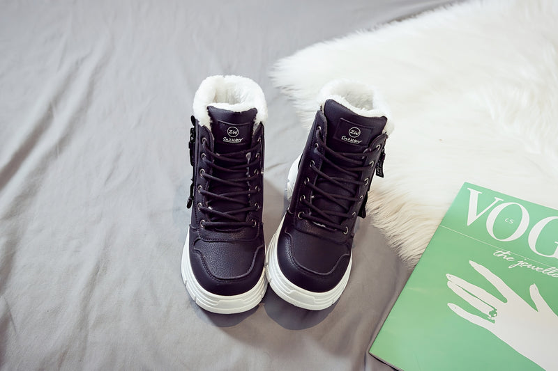 Women'S Casual Winter Boots - Thick Sole, Lace-Up, Round Toe, Mid-Heel, Warm Fleece Lined, All-Season Boots, Casual Boots|Round Toe Boots|Laceup Boots