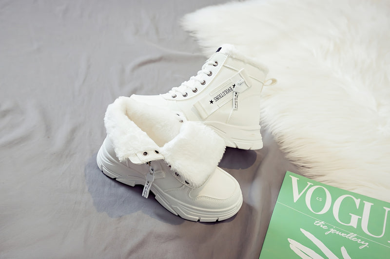 Women'S Casual Winter Boots - Thick Sole, Lace-Up, Round Toe, Mid-Heel, Warm Fleece Lined, All-Season Boots, Casual Boots|Round Toe Boots|Laceup Boots