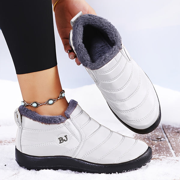 Ultra-Warm Winter Boots - Non-Slip Thick Sole, Snow Boots with Arctic-Grade Insulation, Low Heel, Round Toe, Solid Color Minimalist Design for Outdoor Hiking, Faux Cover, PVC Sole, Fabric Lining, Hiking Boot