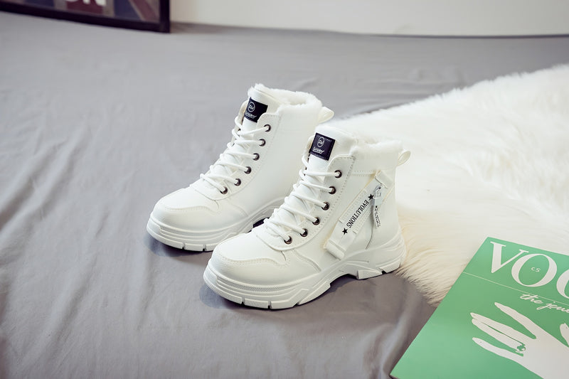 Women'S Casual Winter Boots - Thick Sole, Lace-Up, Round Toe, Mid-Heel, Warm Fleece Lined, All-Season Boots, Casual Boots|Round Toe Boots|Laceup Boots